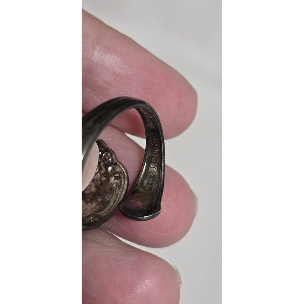 Vintage 1970s Wm A Rogers Oneida Spoon Ring Silverplate Size 6 Rose - Picture 15 of 15